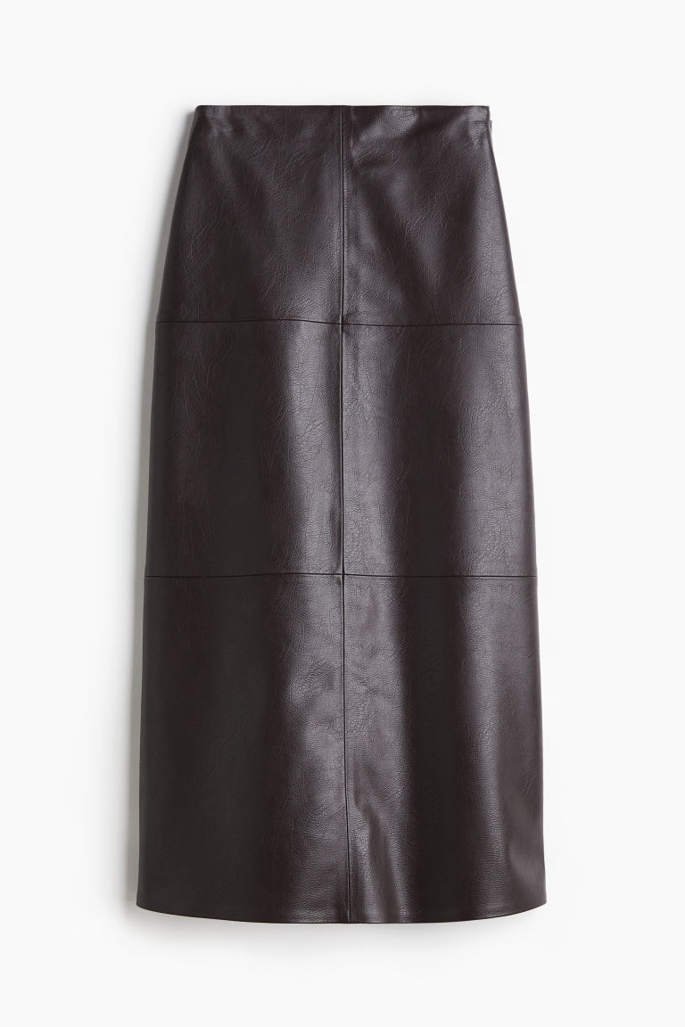 H & M - Coated Skirt - Brown | H&M (US + CA)