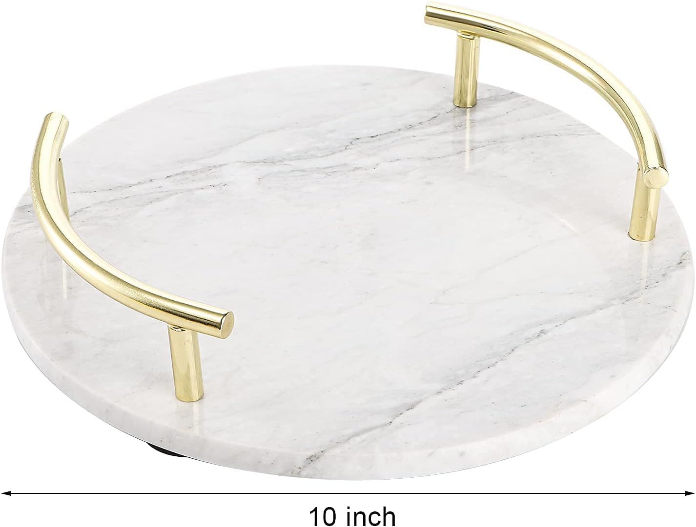 TOPZEA Marble Decorative Tray, 10 Inch Round Vanity Tray Perfume Tray Trinket Tray with Gold Meta... | Amazon (US)