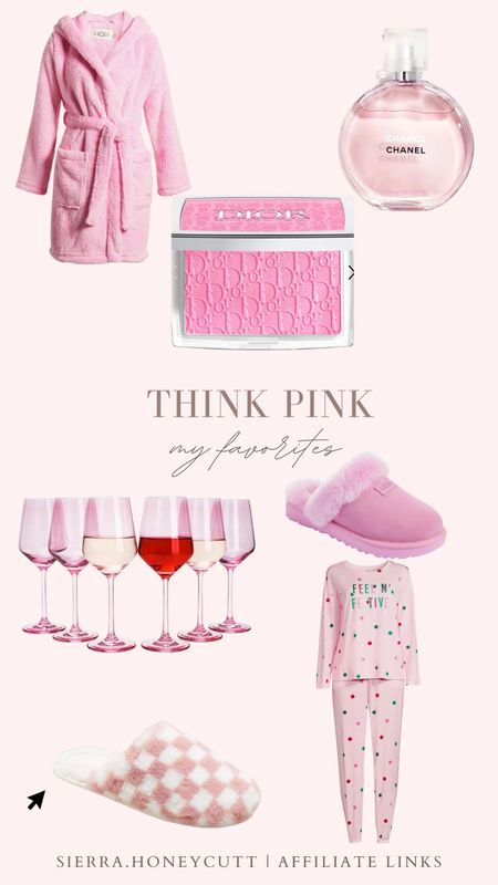 Think pink, blush, slippers, chance, Chanel, bathrobe, wine glasses, pajamas, slippers, Uggs 

#LTKGiftGuide #LTKHoliday #LTKSeasonal