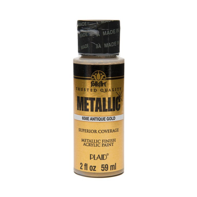 FolkArt 658E Metallic Acrylic Craft Paint, Metallic Finish, Antique Gold, 2 fl oz | Walmart (US)