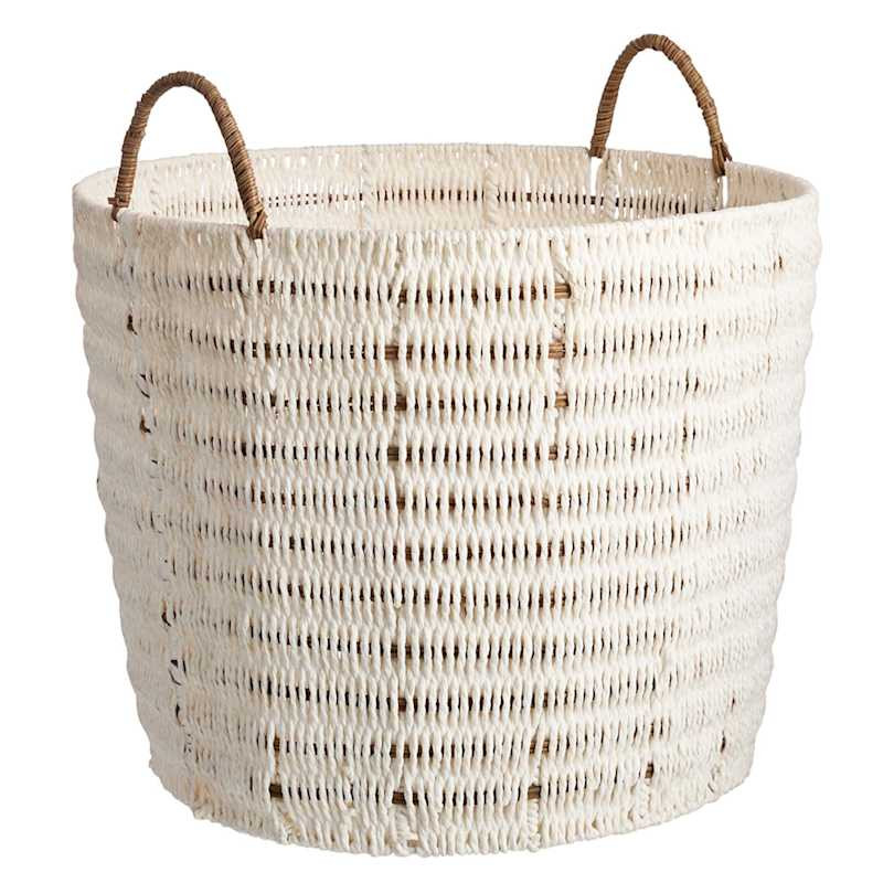 Found & Fable White Paper Rope Round Basket, Large | At Home