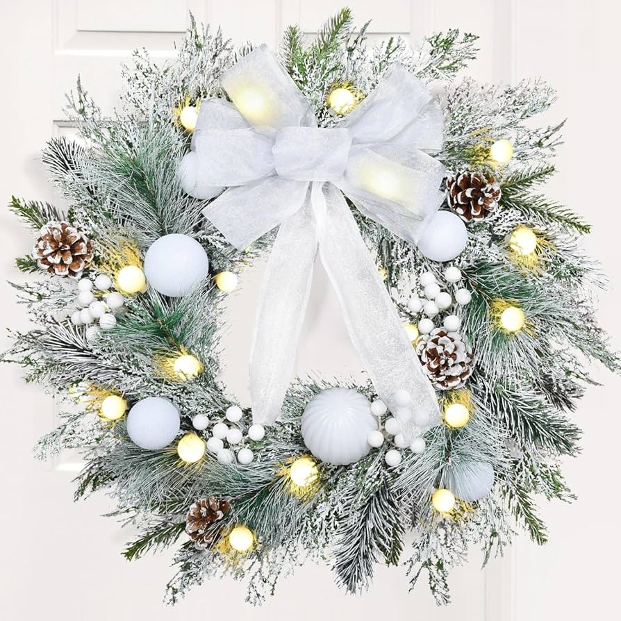 YoleShy Christmas Wreaths for Front Door 18 inch Christmas Door Wreath Christmas Decorations with... | Amazon (US)