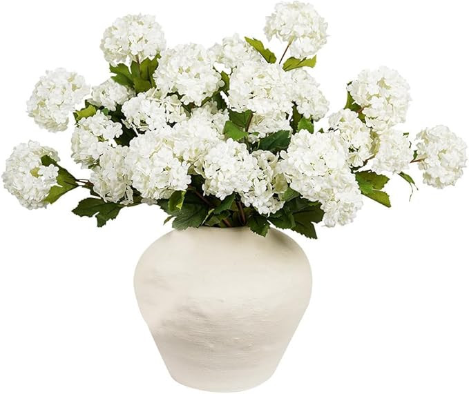 Artificial Flowers for Decoration, 3Pcs 23inch White Hydrangea Fake Flowers, Artificial Silk Flow... | Amazon (US)