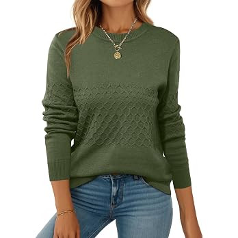 Zeagoo Womens Fall Sweaters Long Sleeve Crew Neck Ribbed Knit Pullover Tops | Amazon (US)