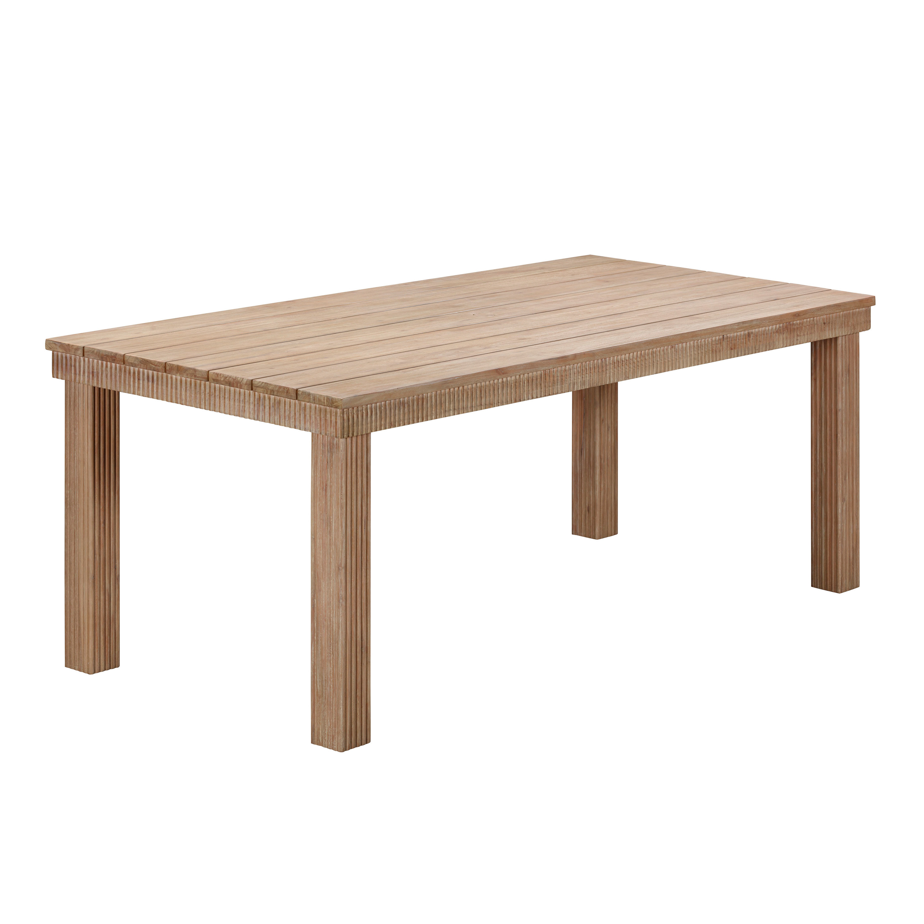 Isaiah Washed Slatted Eucalyptus Wood Outdoor Dining Table | World Market