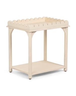 24.5x24x18 Scalloped Wood Rectangle Side Table | TJ Maxx