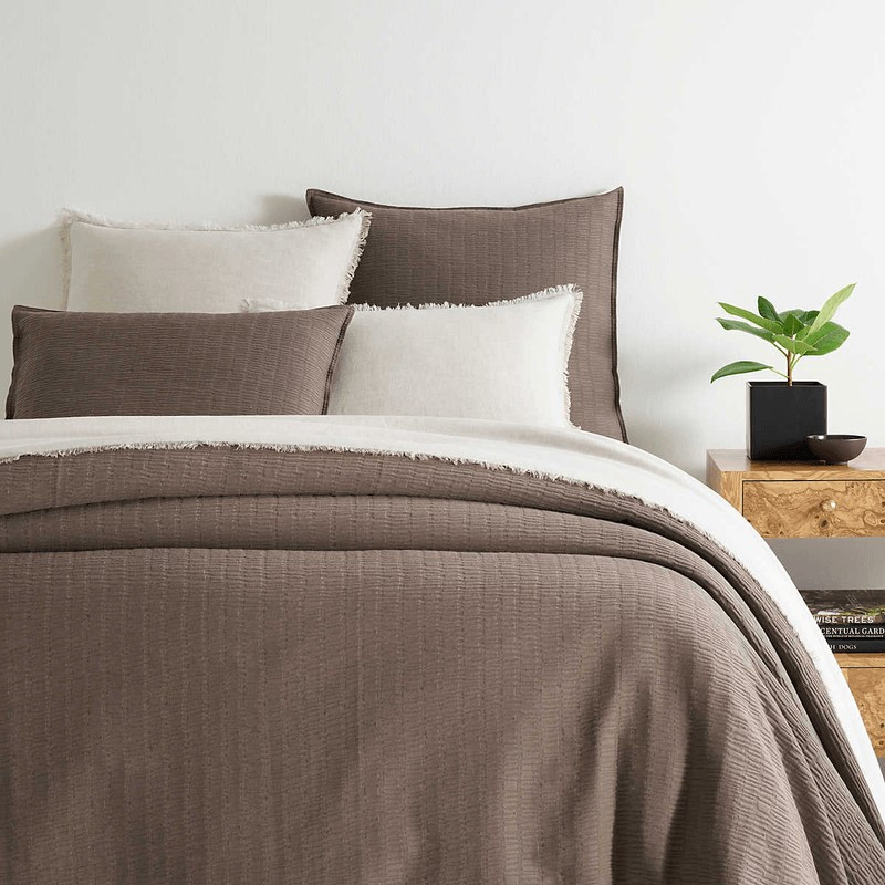 Roark Mushroom Matelassé Coverlet | Annie Selke