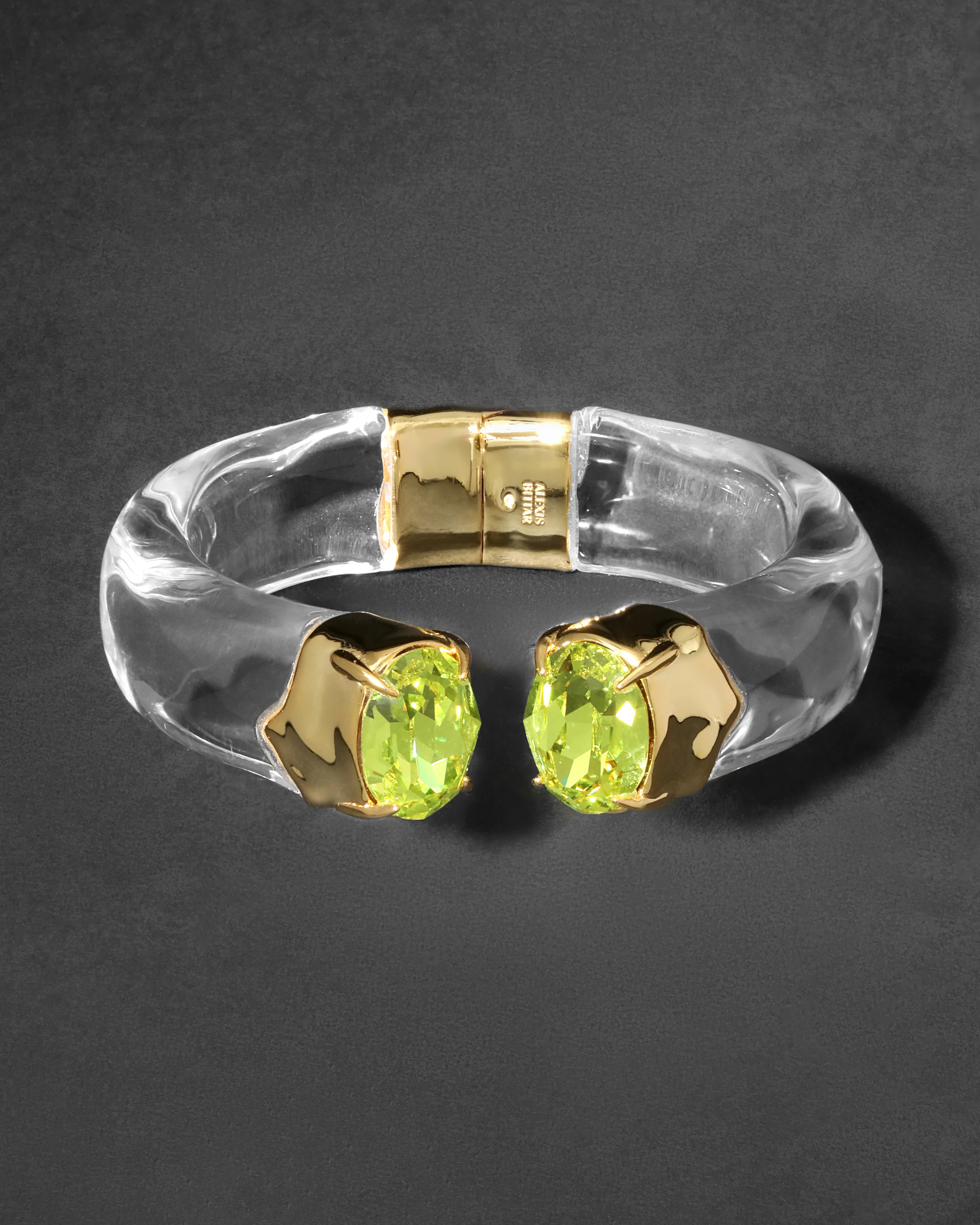 Bonbon Crystal Lucite Hinge Bracelet- Clear and Citrus | Alexis Bittar