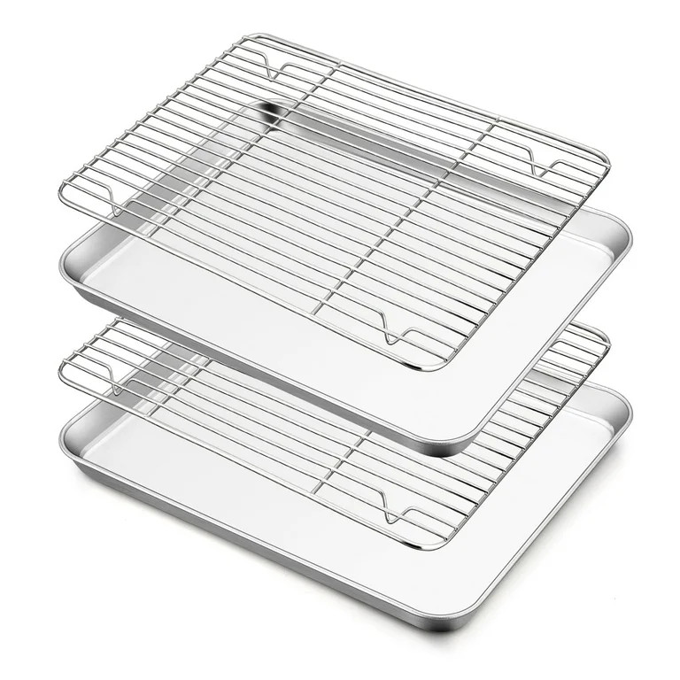 Walchoice Baking Sheet with Rack Set (2 Pans + 2 Racks), Stainless Steel Large Cookie Sheet with ... | Walmart (US)