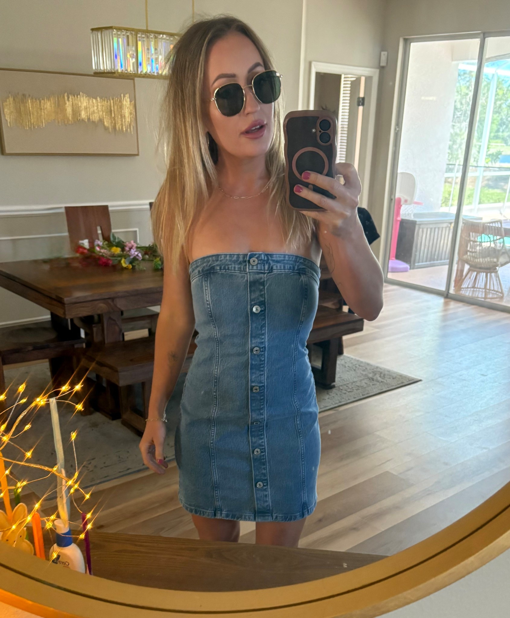 The cutest summer denim dress. Not for large chested girls the top is quite tight and I’m a 34B. I’m in a small tall and fits true to size outside of the chest. 

#LTKTall #LTKmomlife #LTKFestival
