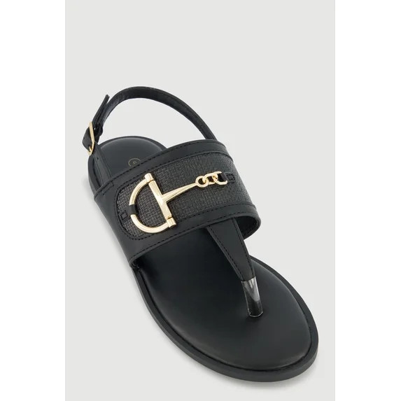 Women's Metallic Detail Ankle Strap Thong Sandals | Walmart (US)
