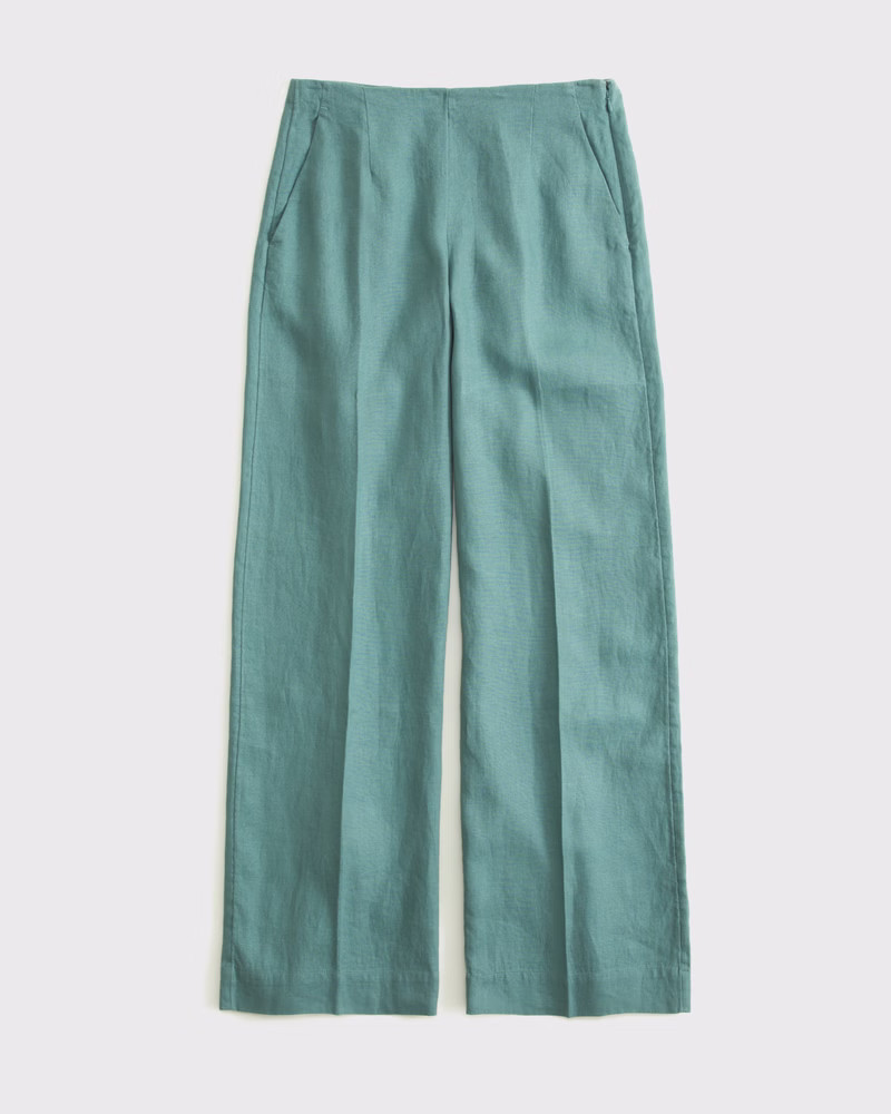 Women's Premium Linen Tailored Ultra Wide Leg Pant | Women's Bottoms | Abercrombie.com | Abercrombie & Fitch (US)