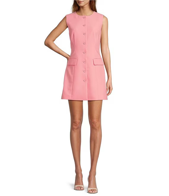 Antonio Melani Gianna Twill Round Neck Sleeveless Button Front Dress | Dillard's | Dillard's