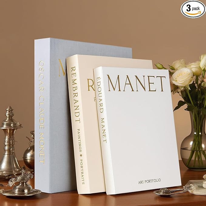 Decorative Faux Books for Home Decor - Set of 3 Aesthetic Linen hollow Fake Faux Decor Books for ... | Amazon (US)