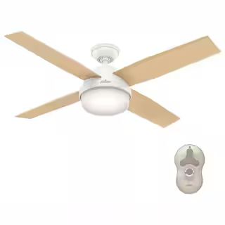Hunter Dempsey 52 in. LED Indoor Fresh White Ceiling Fan with Light Kit and Universal Remote 5921... | The Home Depot