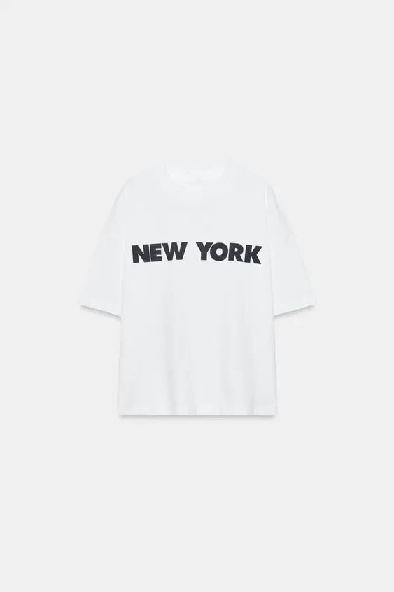 Model height: 178 cmOVERSIZE FIT - ROUND NECK - REGULAR LENGTH - SHORT SLEEVET-shirt crafted from... | Zara UK