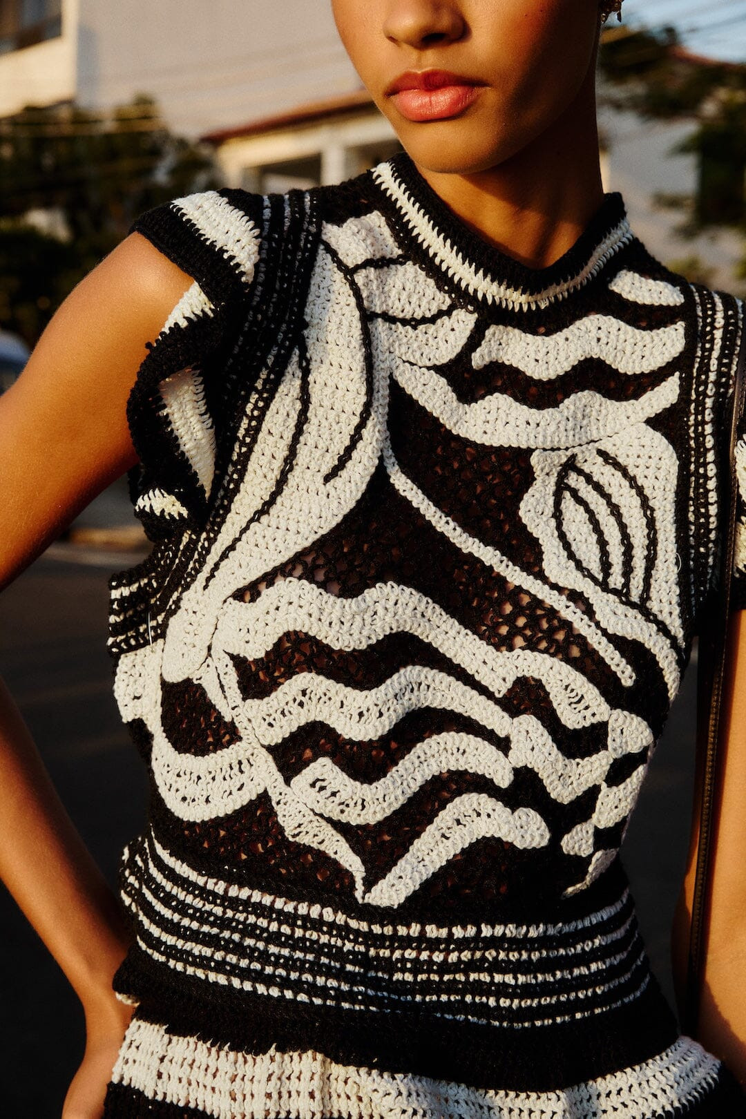 Seashell Crochet Top, BLACK / M | FarmRio (US)