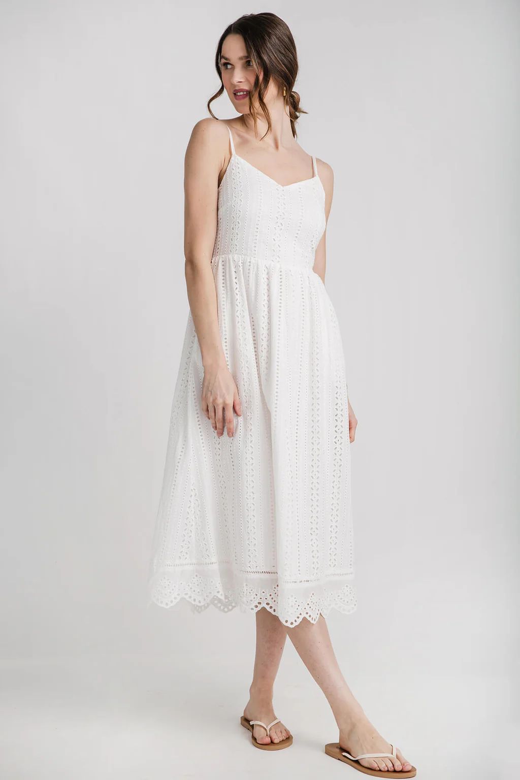 Skies Are Blue Eyelet Lace Smocked Back Dress | Social Threads