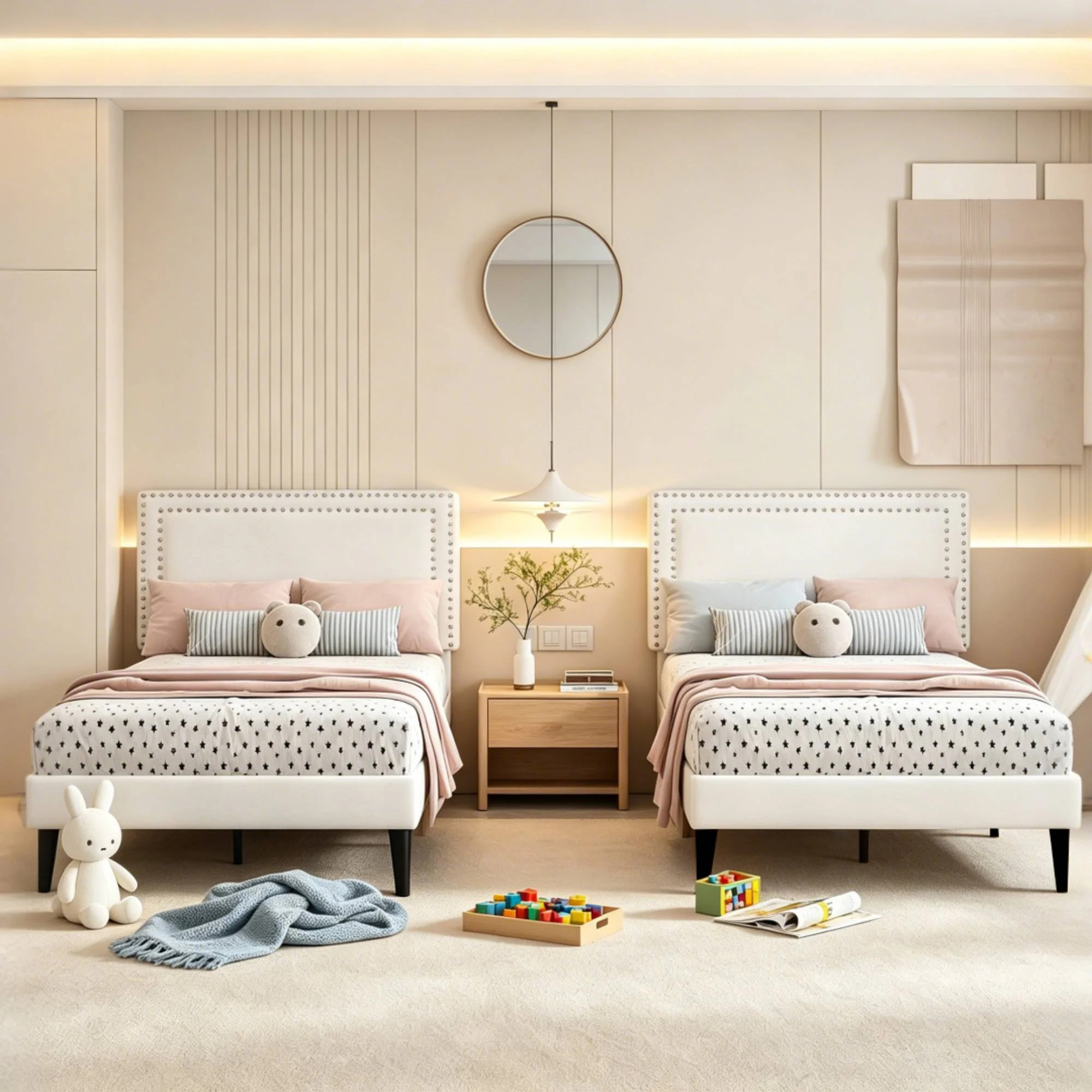 Adjustable Upholstered Headboard Platform Bed Set | Wayfair North America