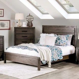Furniture of America Nali Rustic Brown Solid Wood Panel Bed - King | Bed Bath & Beyond