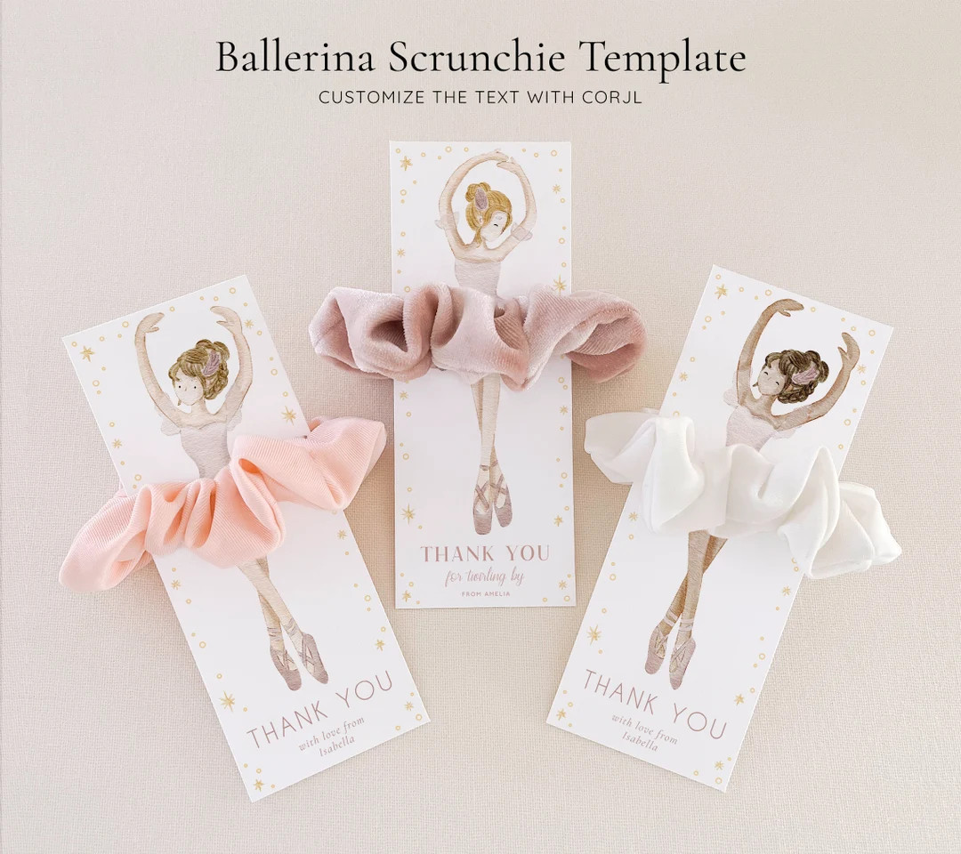 Ballerina Scrunchie Card Template, Ballet Dancer Party Favour, Editable Digital Download - Etsy | Etsy (US)
