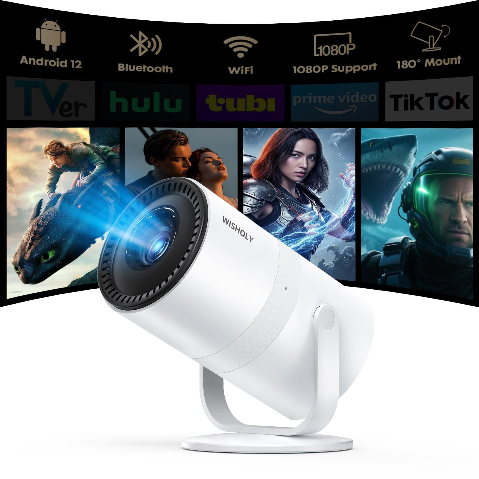 Mini Projector with Android 12 [Built-in App & Electric Focus] 1080P Support, Portable Movie Proj... | Amazon (US)