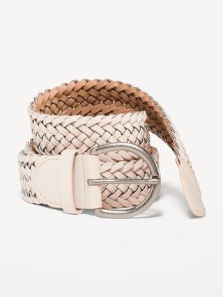 Wide Ring-Buckle Faux-Leather Braided Belt for Women (1.5-inch) | Old Navy (US)