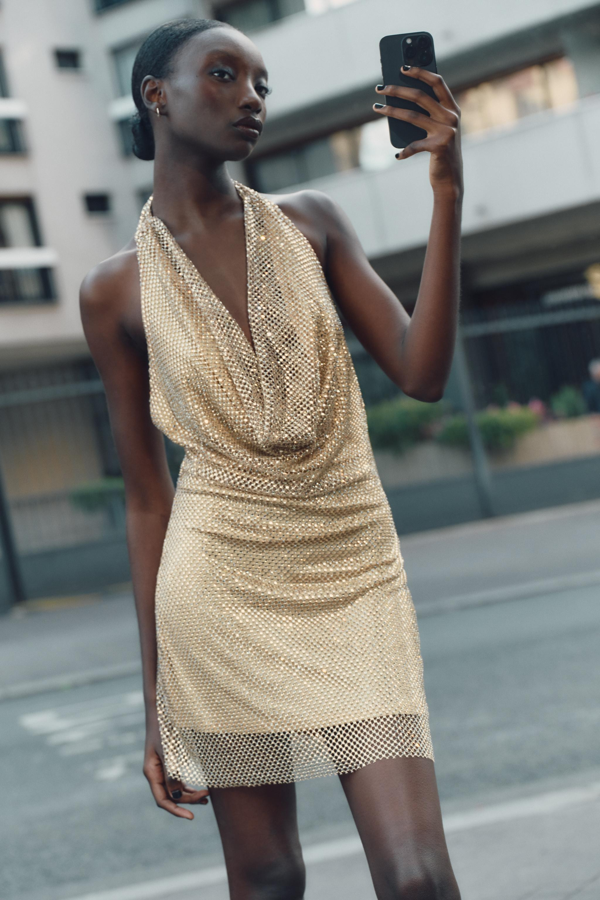 SPARKLY HALTERNECK DRESS | Zara UK