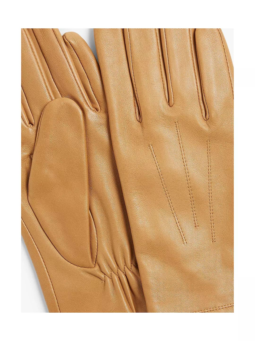 John Lewis Fleece Lined Leather Gloves, Ochre | John Lewis (UK)