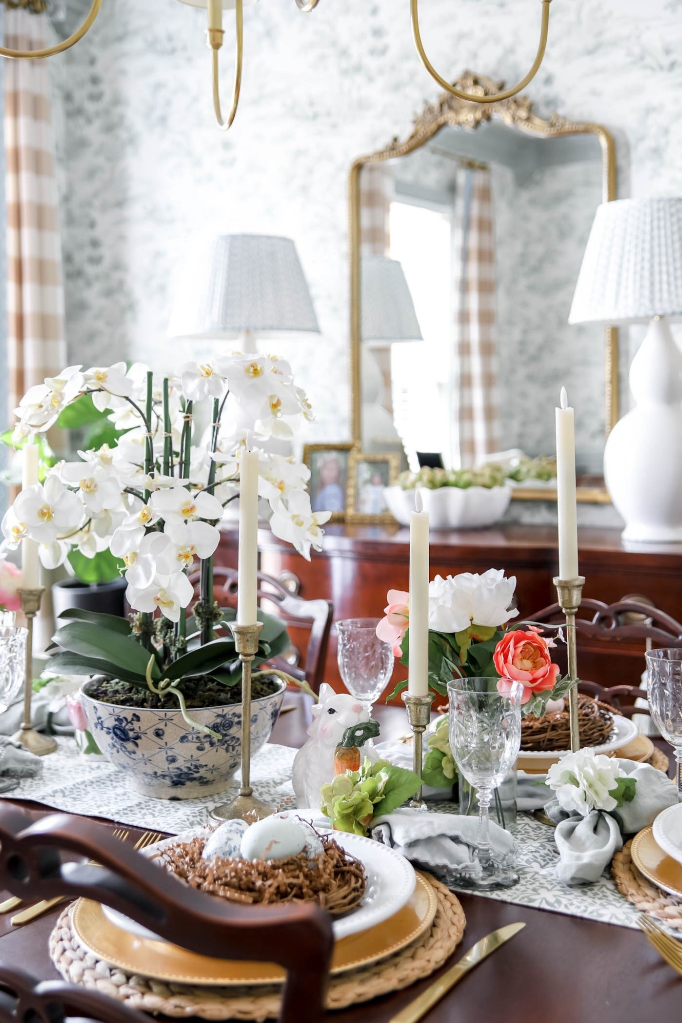Here is a glimpse at my fun Easter table with bird nests and robin’s eggs on each plate.

#LTKHome