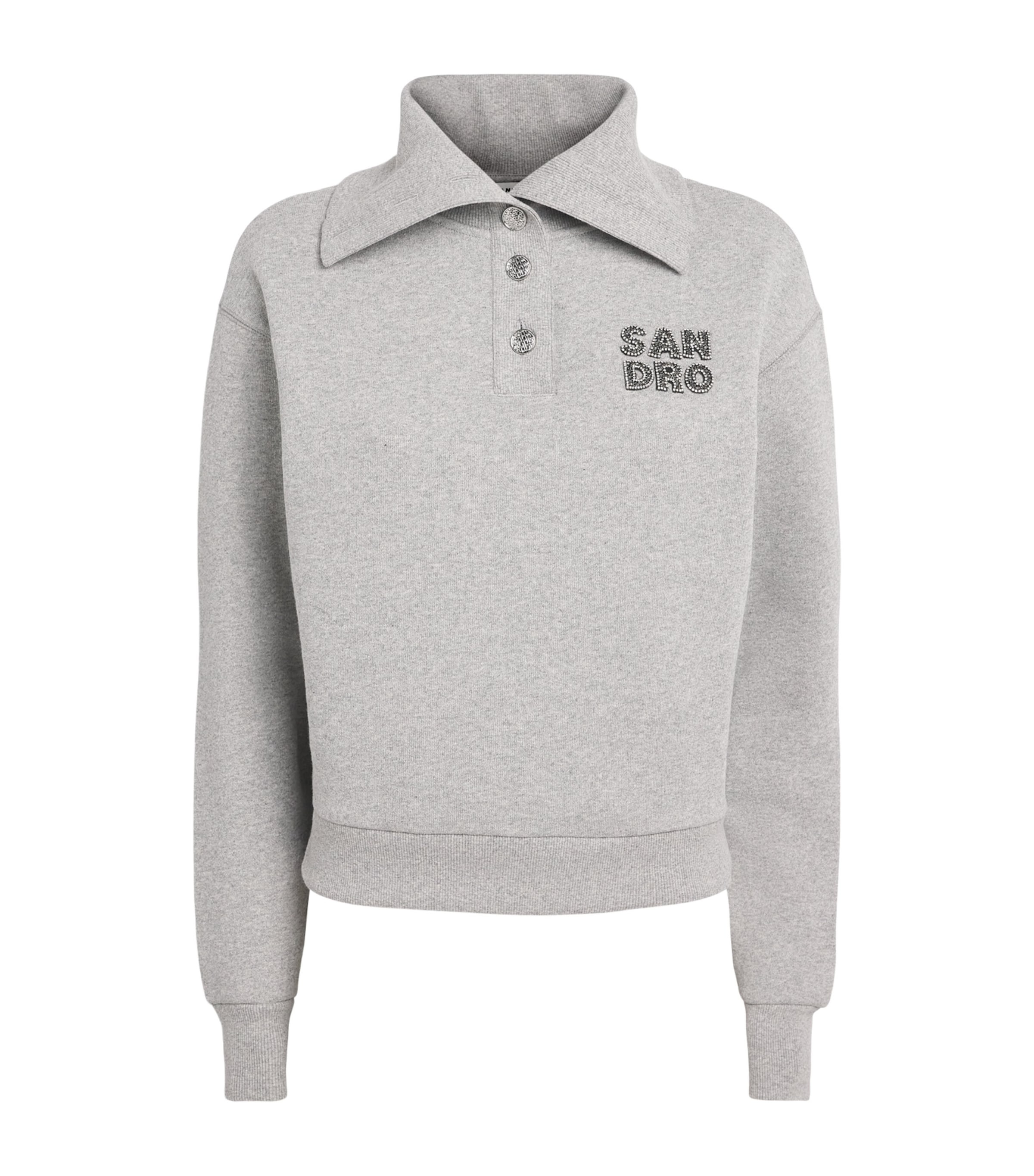 Sandro Paris Cotton-Blend Embroidered Sweater | Harrods (US)