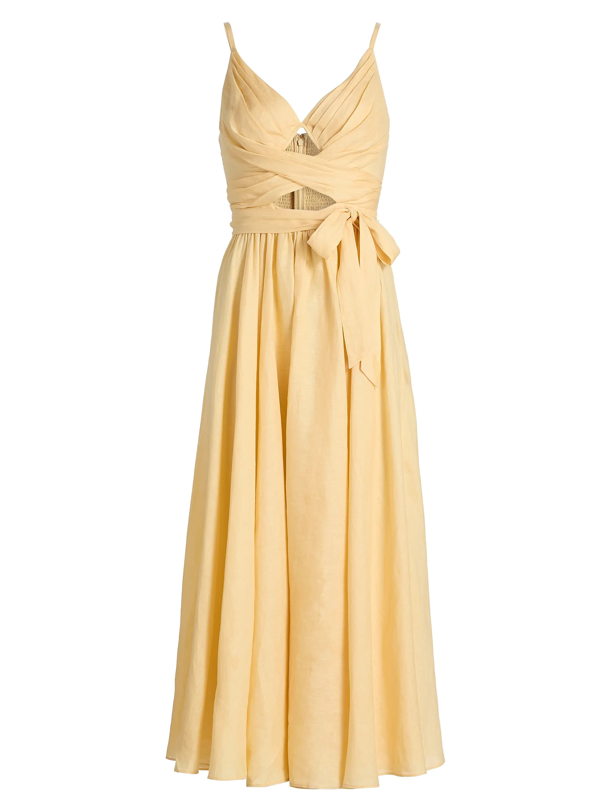 Zimmermann Awaken Cut Out Tie-Waist Linen Midi-Dress | Saks Fifth Avenue | Saks Fifth Avenue