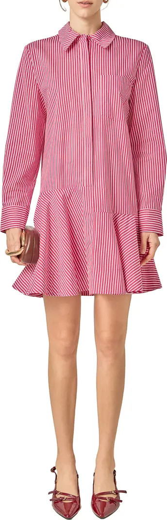 Stripe Ruffle Hem Long Sleeve Shirtdress | Nordstrom