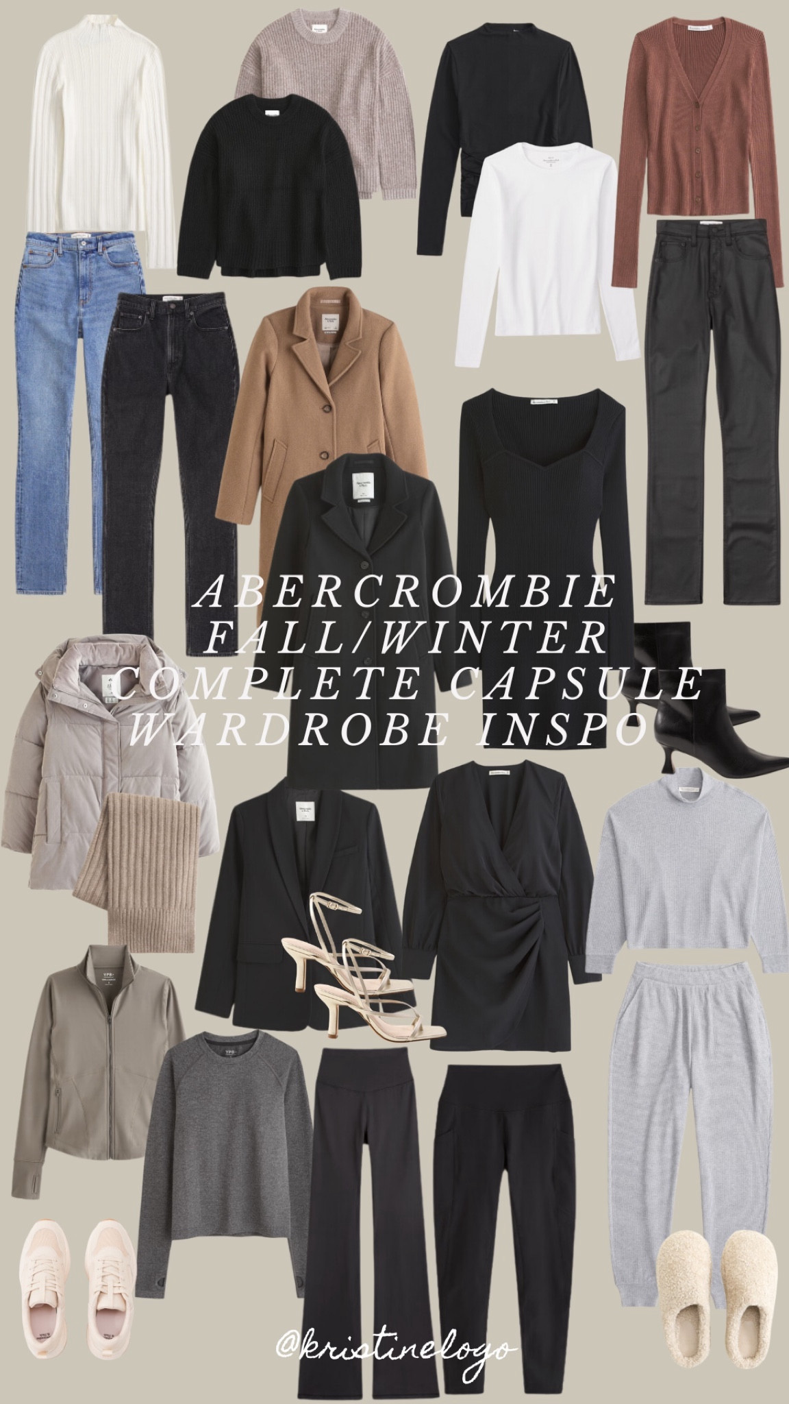 Complete fall winter capsule wardrobe inspiration. All from Abercrombie! Most items are 20% off online. See the my other post in this collection for links to lounge and workout wear 

#LTKHoliday #LTKSeasonal #LTKsalealert
