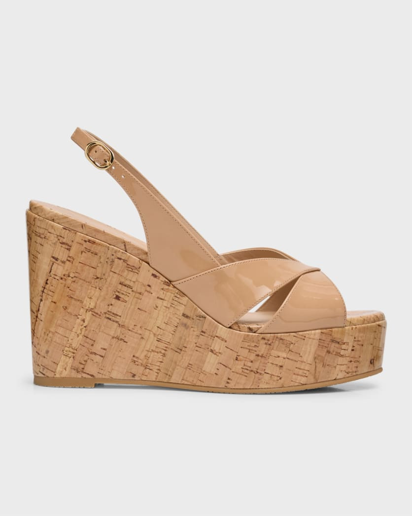 Carmen Patent Slingback Wedge Sandals | Neiman Marcus