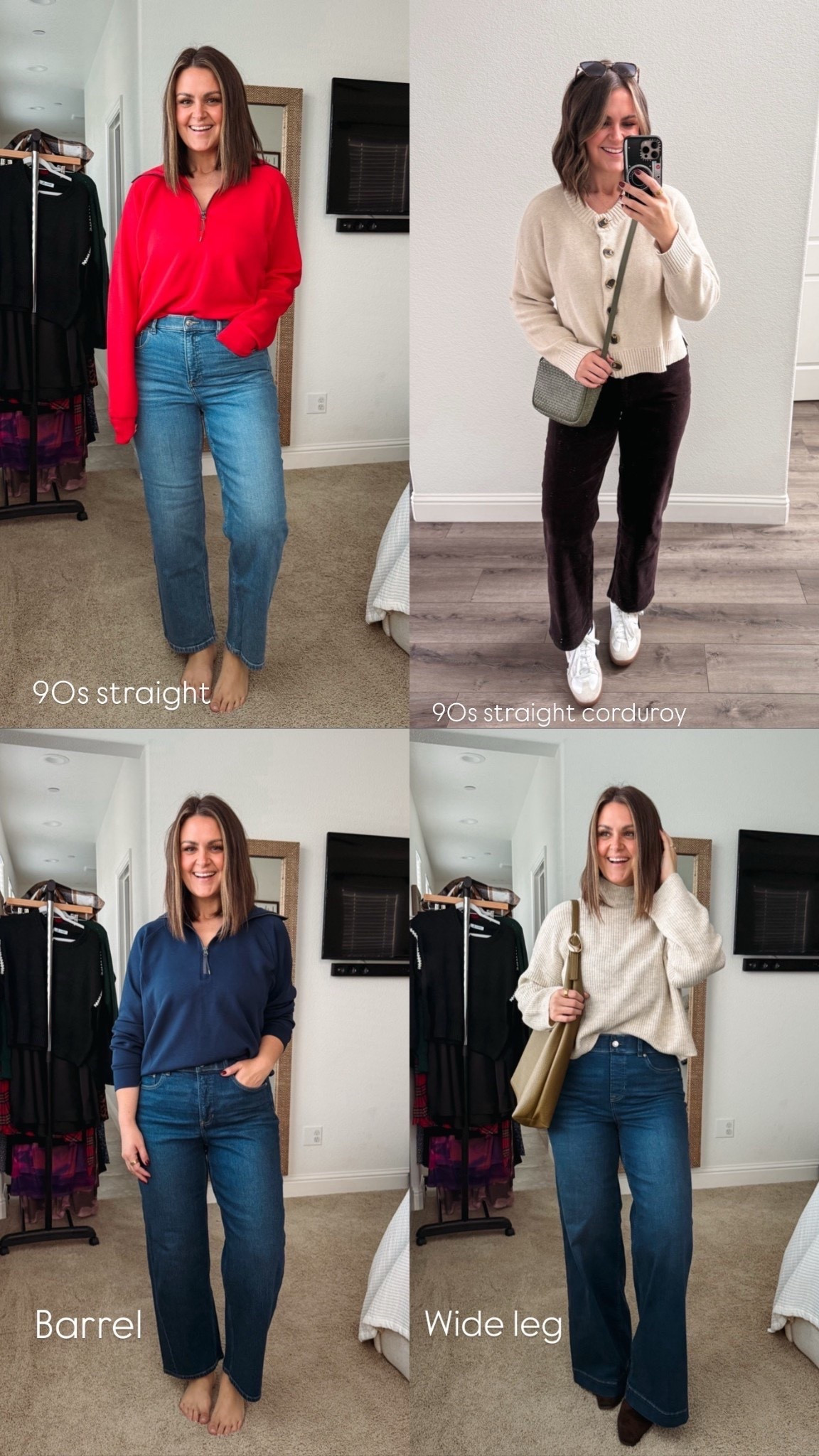 Wearing a large in all pants! (Regular length - I’m 5’8)
Large in sweaters
XL in red & blue half zip sweatshirts

Denim, wide leg jeans, straight leg jeans, barrel leg jeans, midsize, curvy denim, sale alert, sale, sale finds, end of year sale, Courtney Hamiltonn

#LTKFindsUnder100 #LTKSaleAlert #LTKMidsize