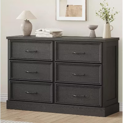 TackView Farmhouse 6-Drawer Dresser, 47''Wide 6 Chest of Drawers Storage,for Bedroom Living Room Nursery(Black) | Target