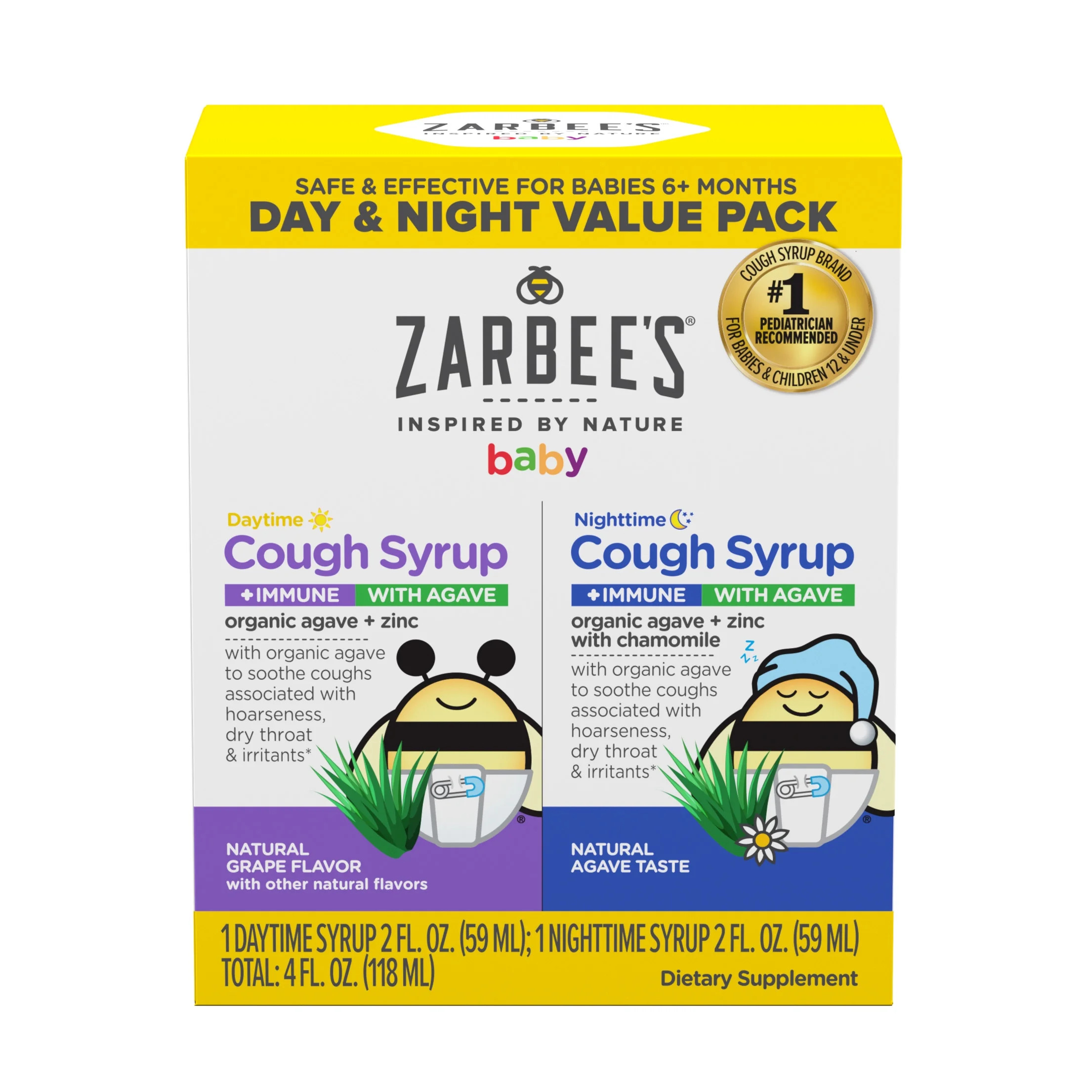 Zarbee's Baby Day and Night Cough Syrup + Immune Pack, Grape, 4 fl. oz | Walmart (US)