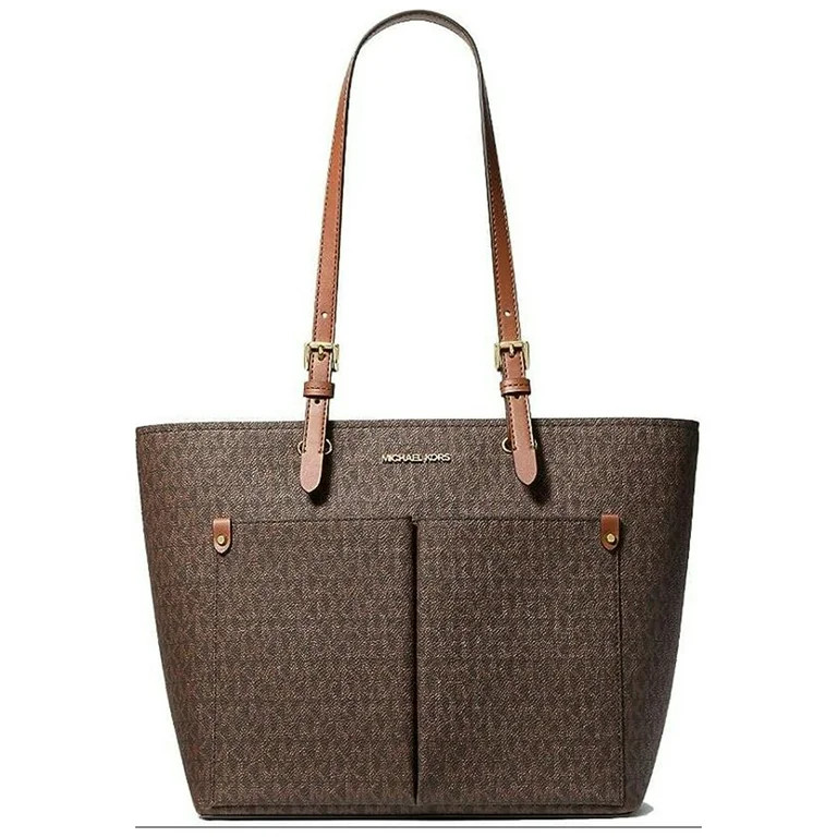 Michael Kors Jet Set Medium Logo Pocket Tote Bag (Brown) - Walmart.com | Walmart (US)