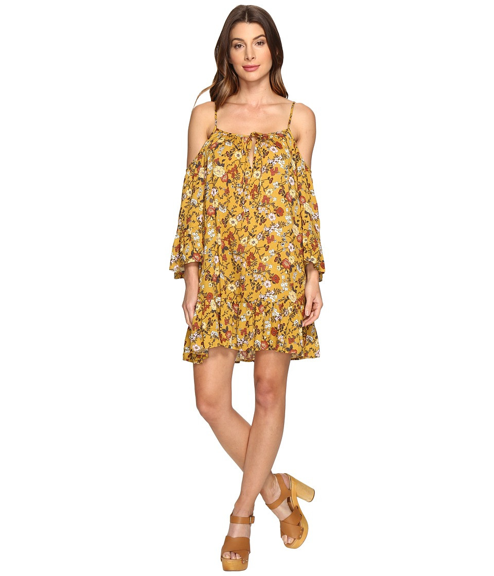 Brigitte Bailey - Josey Cold Shoulder Bell Sleeve Dress (Mustard) Women's Dress | 6pm