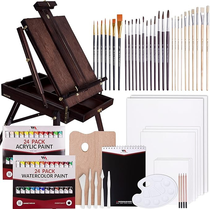 WA Portman 99 Piece Mahogany Easel Set - Complete Painting Supplies with Acrylic & Watercolor Pai... | Amazon (US)