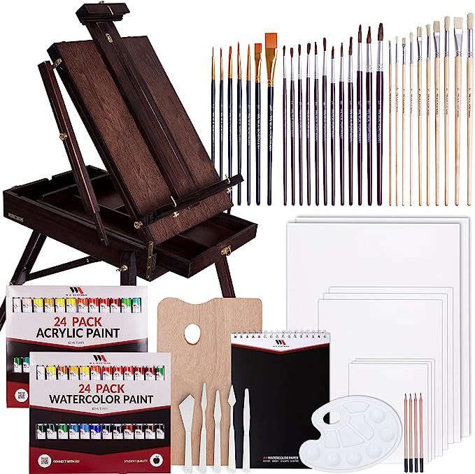 WA Portman 99 Piece Mahogany Easel Set - Complete Painting Supplies with Acrylic & Watercolor Pai... | Amazon (US)