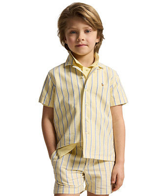 Boys' 2-7 Striped Cotton Oxford Camp Shirt | Macy's