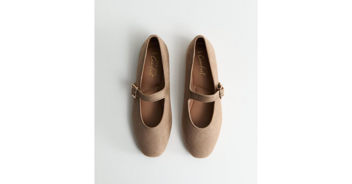 Light Brown Faux Suede High Vamp Mary Jane Ballerina Flats | New Look | New Look (UK)
