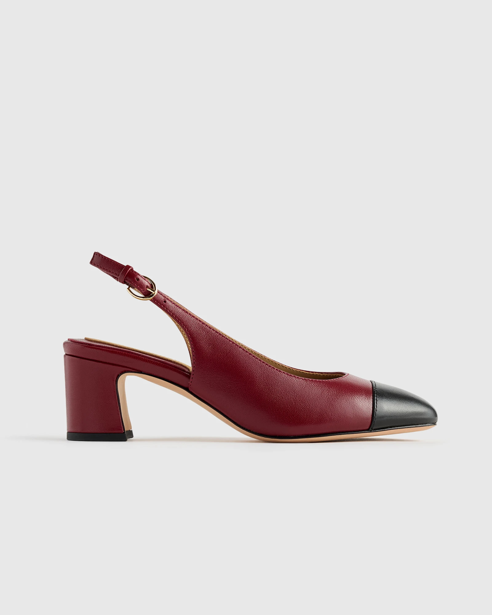 Quince | Women's Italian Leather 65mm Cap Toe Slingback in Cashew, Size 8 | Quince