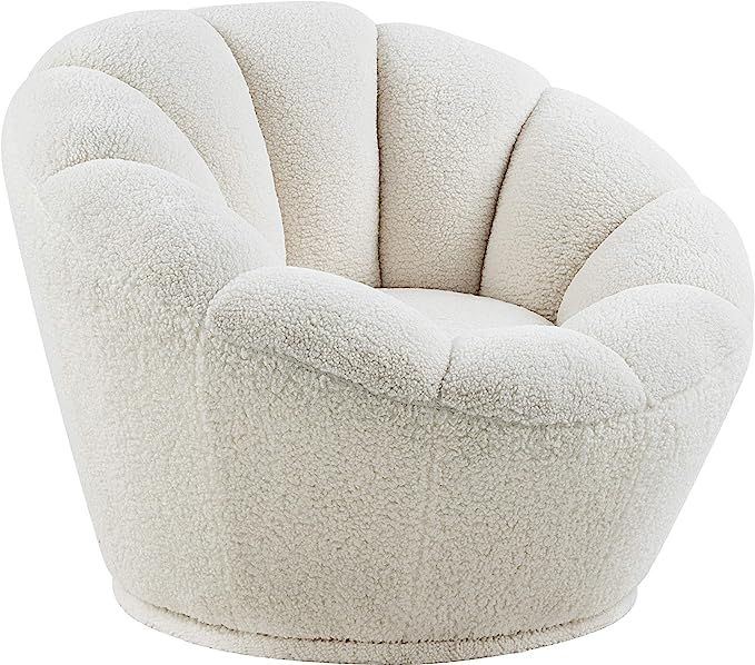 Meridian Furniture Dream Collection Modern | Contemporary Faux Sheepskin Fur Swivel Accent Chair,... | Amazon (US)