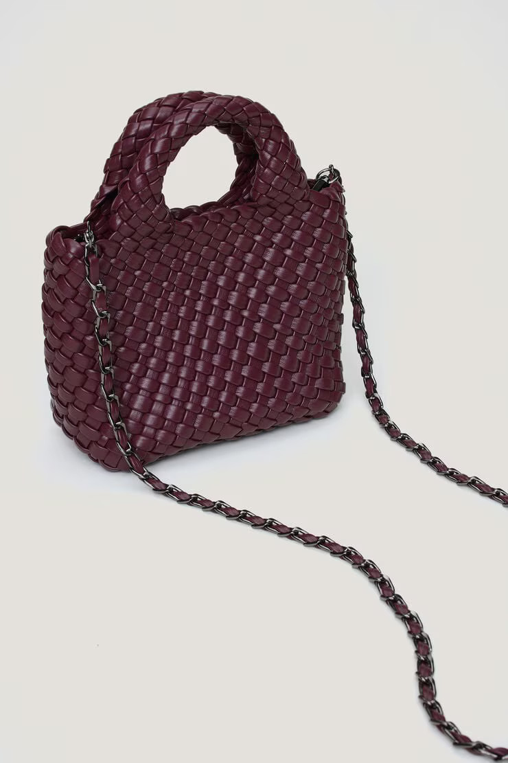Mini Woven Faux Leather Tote | Dynamite Clothing