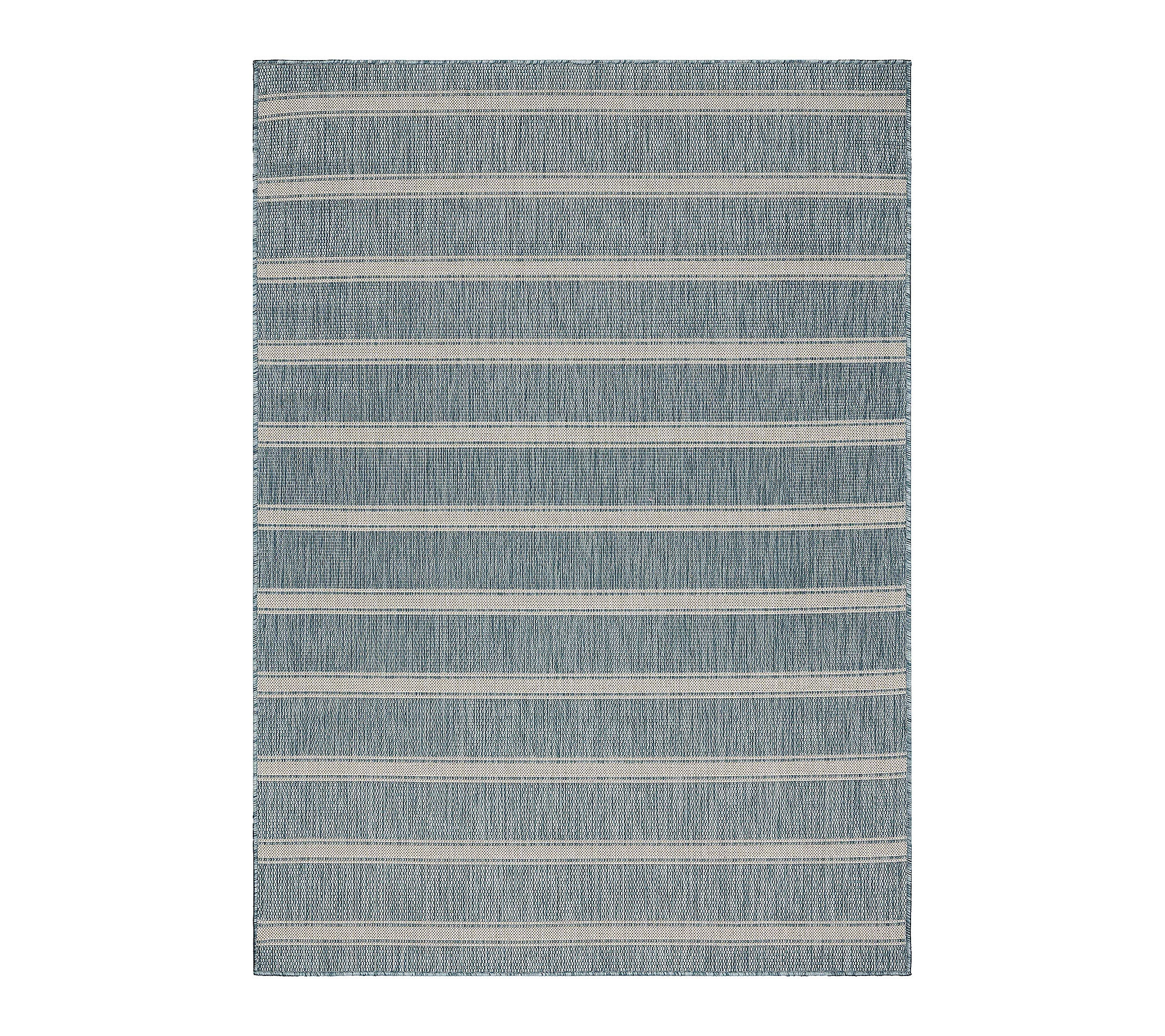 Ox Bay Striped Tropical Outdoor Area Rug, Aqua/ Beige, 5'3""x 7' | QVC