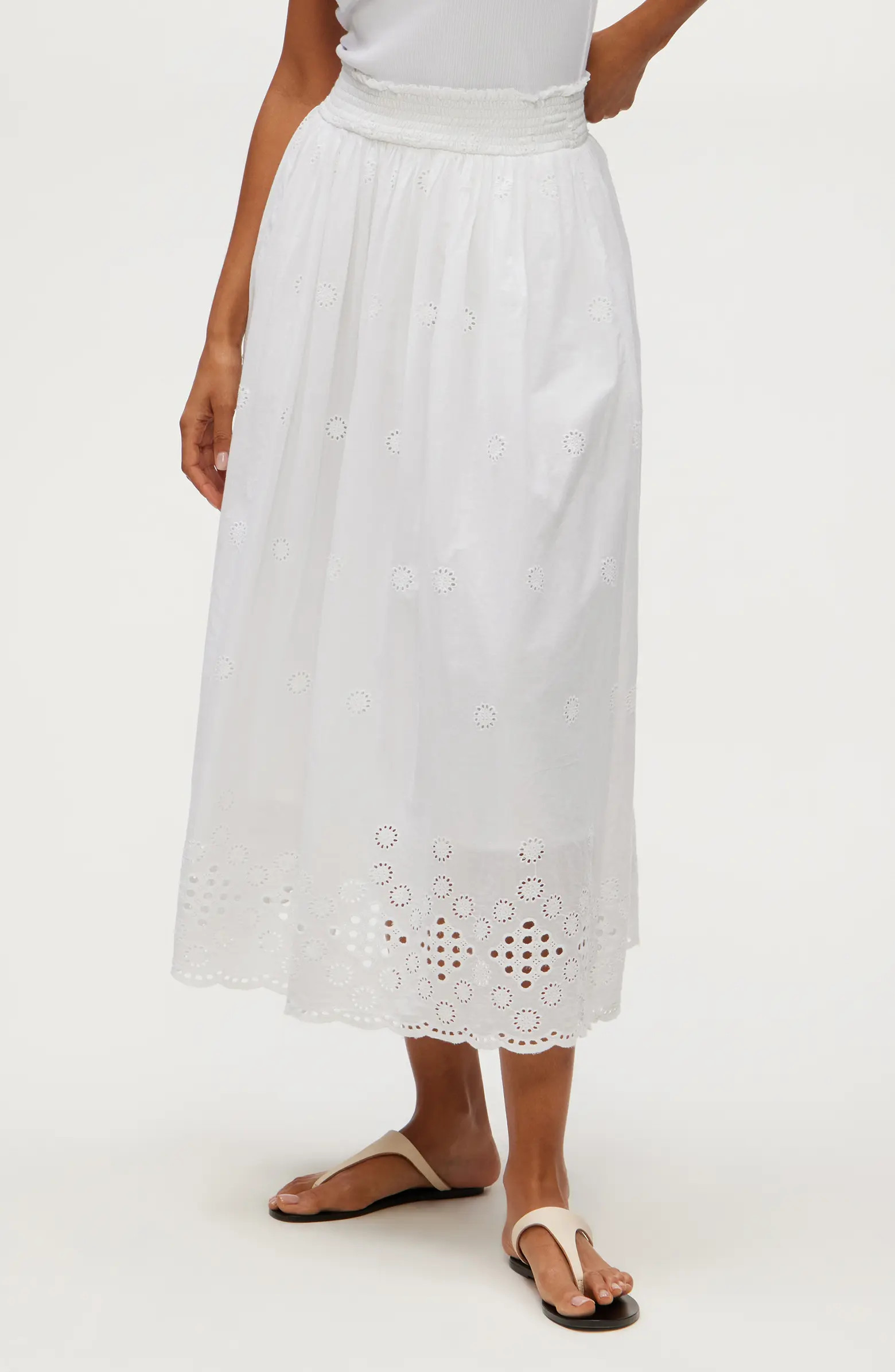 Michael Stars Grace Embroidered Eyelet Cotton Midi Skirt | Nordstrom | Nordstrom