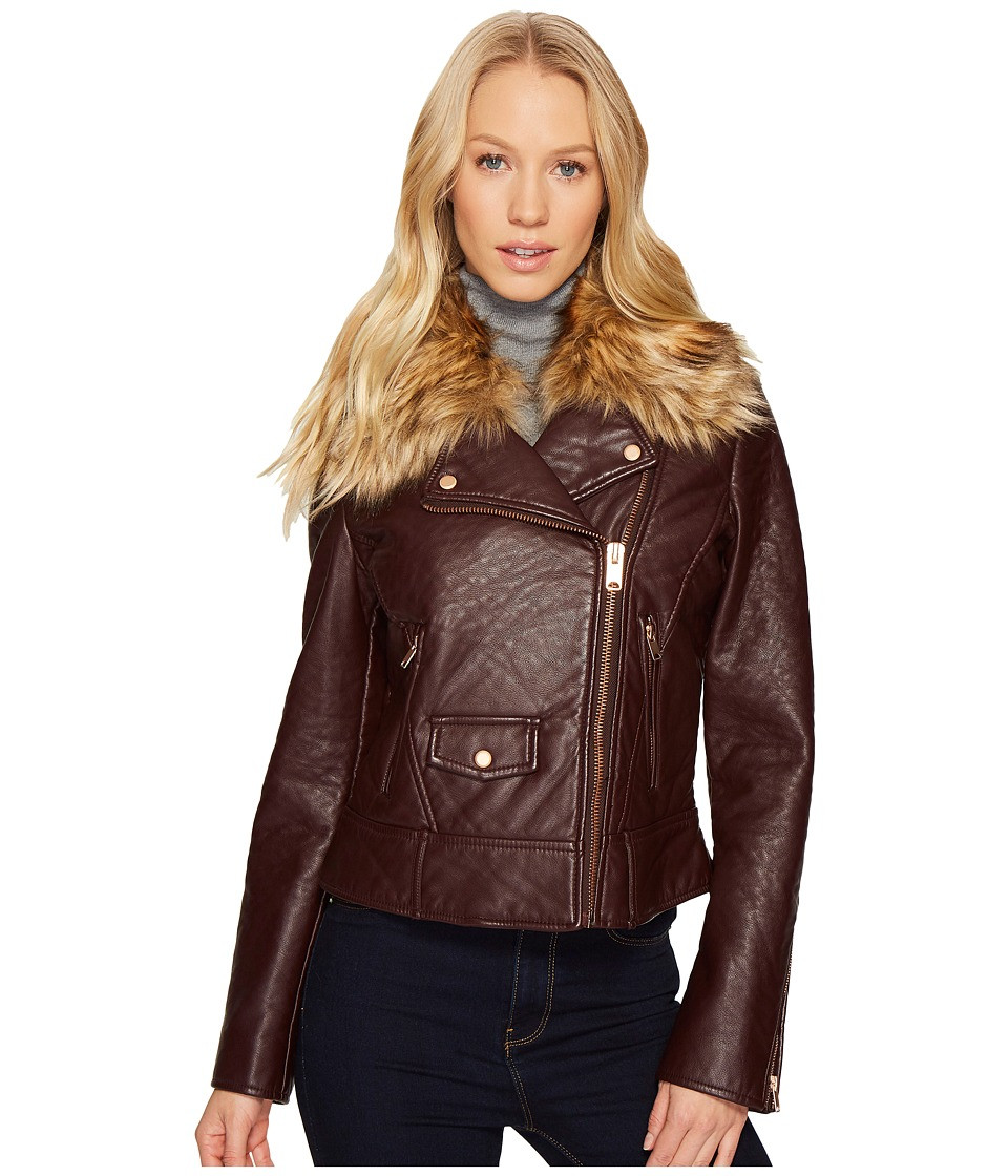 Marc New York by Andrew Marc - Beverly 20 Faux Bubble Leather Jacket (Burgundy) Women's Coat | Zappos